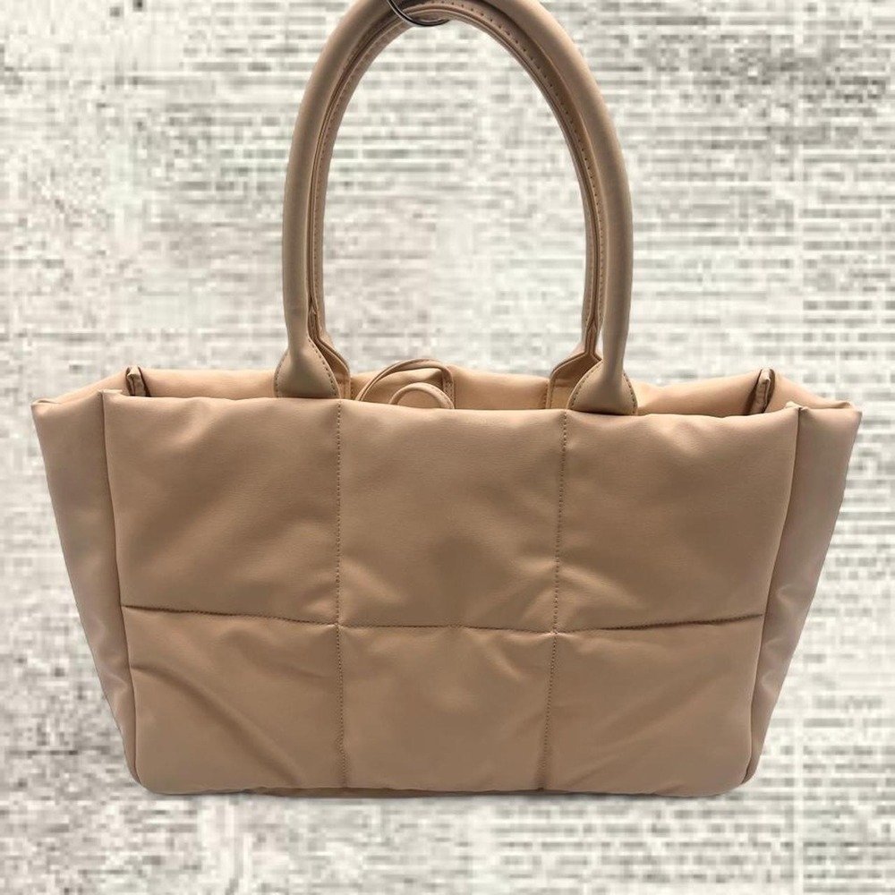 NWT Ulta Cream Faux Leather Puffer Style Tote Bag